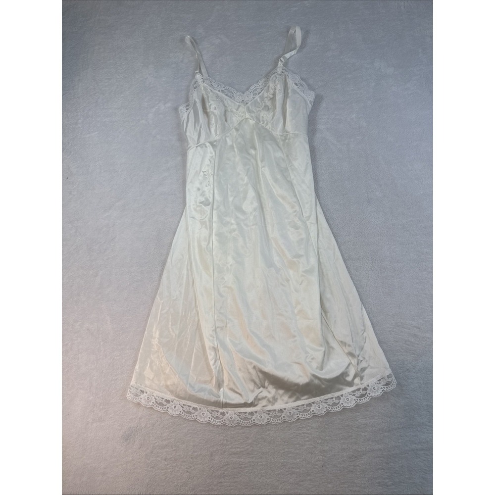 VTG 90's SEARS Women's White Laced Anti-Cling Full Slip 34 Cottage Feminine Lacy